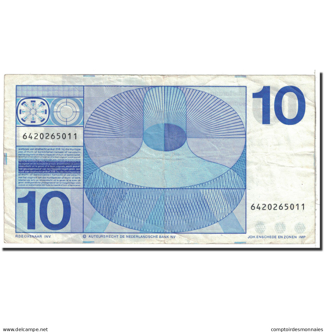 Billet, Pays-Bas, 10 Gulden, 1968, 1968-04-25, KM:91b, TTB - 10 Gulden