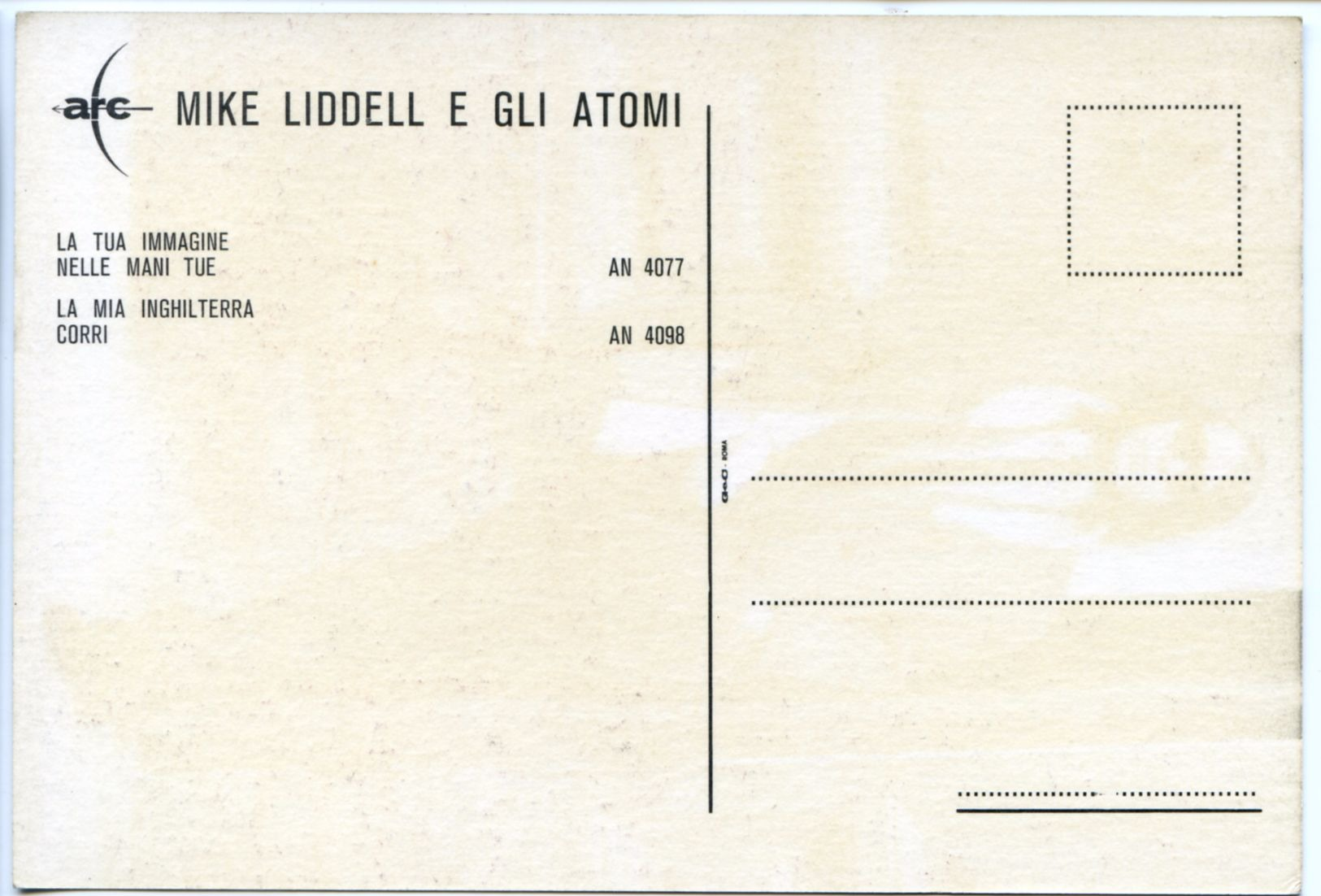 383> MIKE LIDDELL E GLI ATOMI : Bella Cartolina Beat ORIGINALE Della RCA = 1967 - Cantanti E Musicisti