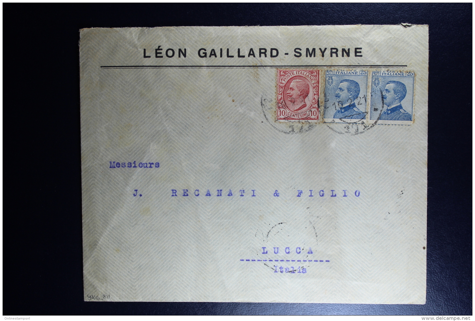 Italy : Company Cover 1921 Smirne To Woluwe St Lambert Bruxelles Mixed Stamps - European And Asian Offices