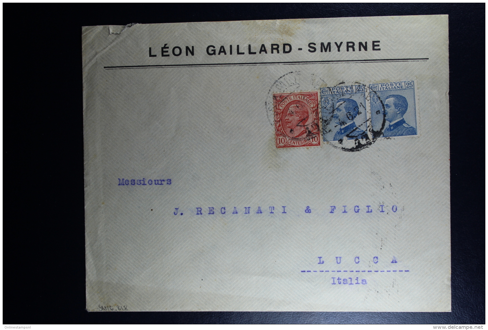 Italy : Company Cover 1921 Smirne To Lucca Mixed Stamps - Europese En Aziatische Kantoren