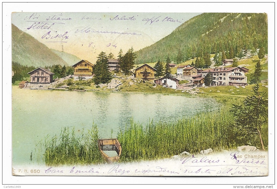 LAC CHAMPEX 1904 ILLUSTRATA VIAGGIAAT   FP - Other & Unclassified