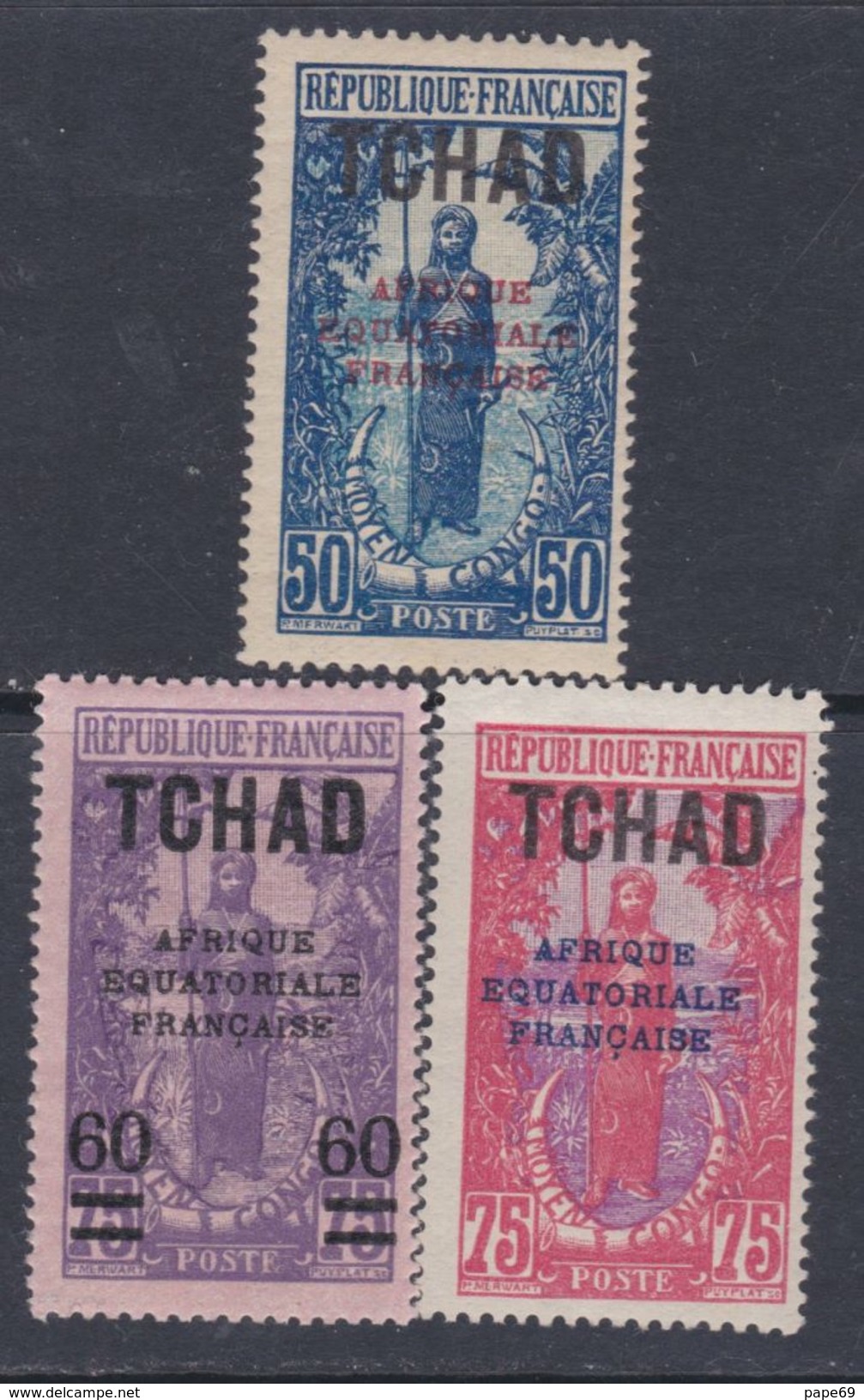 Tchad  N° 31 / 33 X Timbres Du Congo Surchargés : Les 3 Valeurs, Trace De Charnière, Sinon TB - Unused Stamps