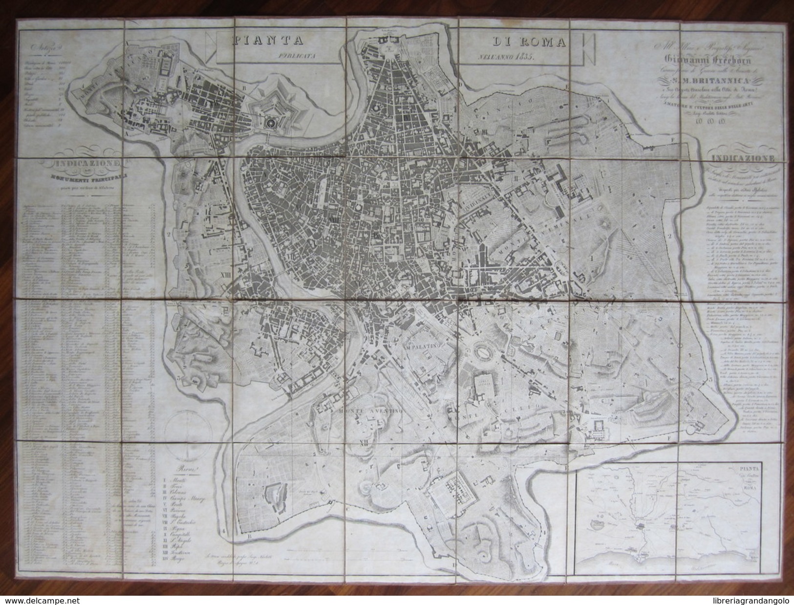 Pianta Di Roma Pubblicata Nell'Anno 1835 Ruga Monaldini Mappa Monumenti Rioni - Altri & Non Classificati