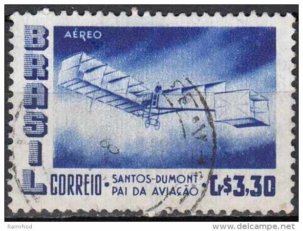 BRAZIL 1956 Air. Alberto Santos Dumont (aviation Pioneer) Commemoration - 3cr30 Santos Dumonts Biplane 14 Bis FU - Used Stamps