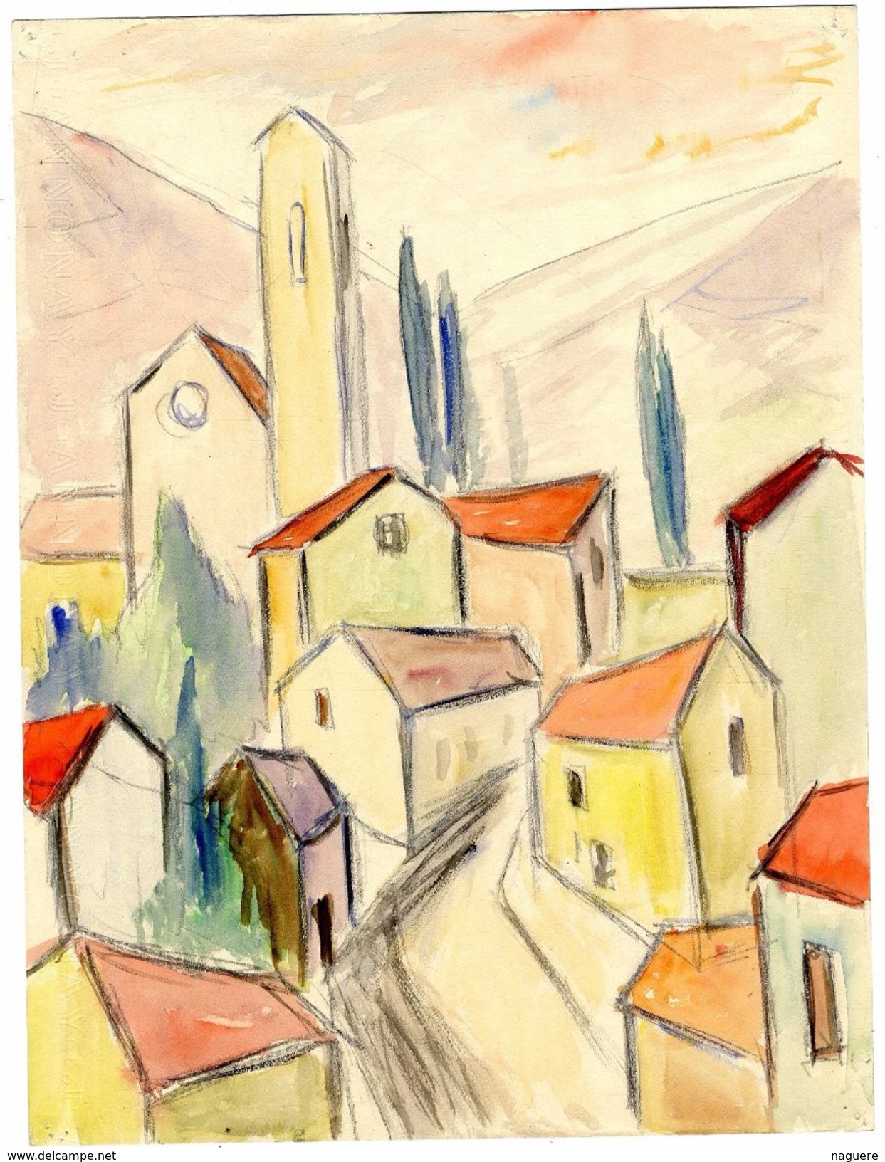 LUZENAC  09  VERQUIN HENRI  DESSIN COLORIAGE SUR PAPIER    1950 / 60 - Dessins