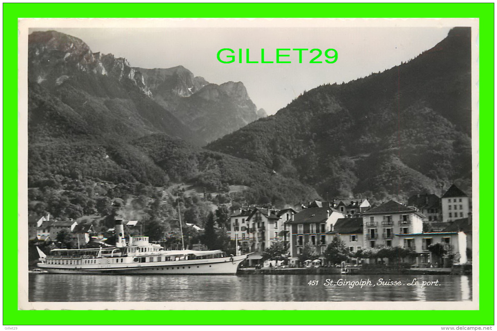 ST GINGOLPH, SUISSE - LE PORT - ANIMÉE D'UN BATEAU - EDITION PHOT. PERROCHET - CIRCULÉE EN 1952 - - Saint-Gingolph