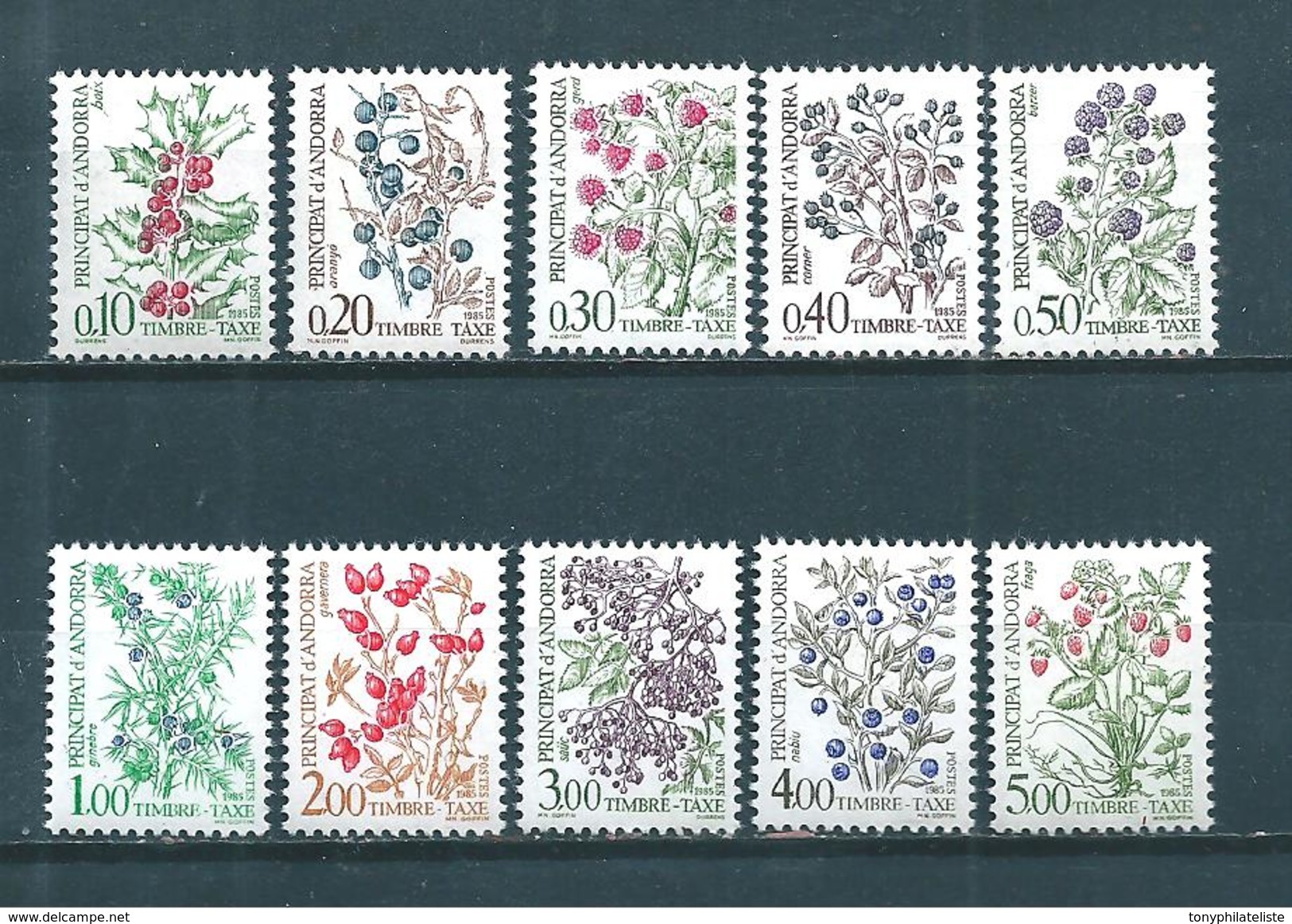 Timbres Taxe D'andorre De 1985  N°53 A 62  Complet  Neuf ** - Neufs