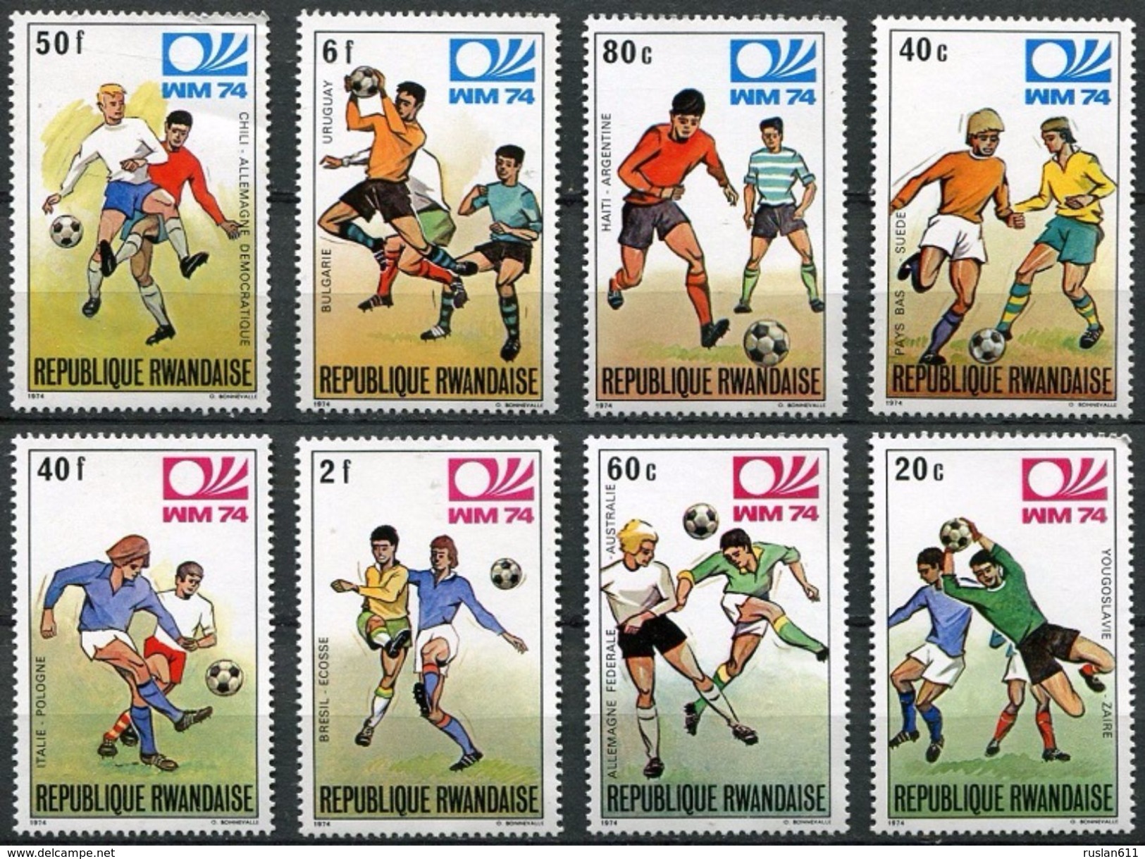 Soccer Football Rwanda #626/33 1974 World Cup Germany MNH ** - 1974 – Germania Ovest