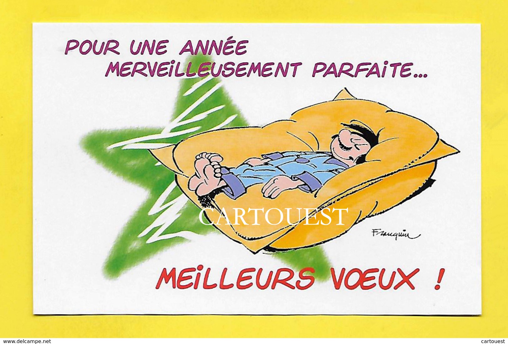 FRANQUIN Gaston Lagaffe MEILLEURS VOEUX POUR UNE ANNEE MERVEILLEUSEMENT PARFAITE... - Bandes Dessinées