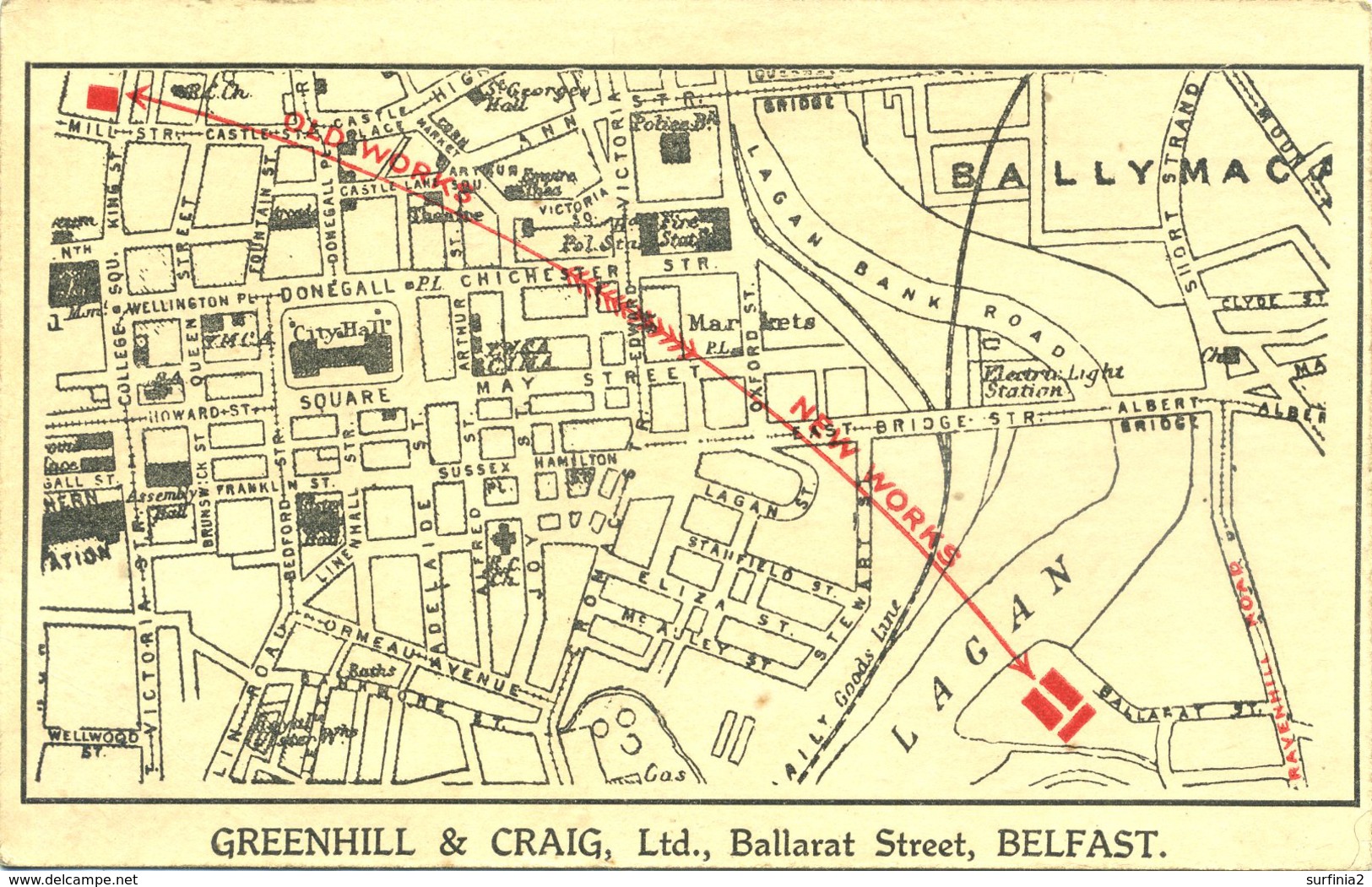 BELFAST - BALLARAT STREET - GREENHILL & CRAIG MAP  I497 - Antrim
