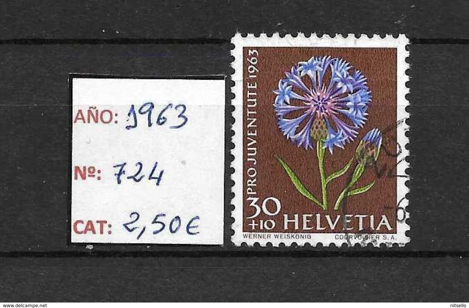 LOTE 1377  ///  SUIZA 1963   YVERT Nº: 724  //  CATALOG/COTE: 2,50€ - Usati