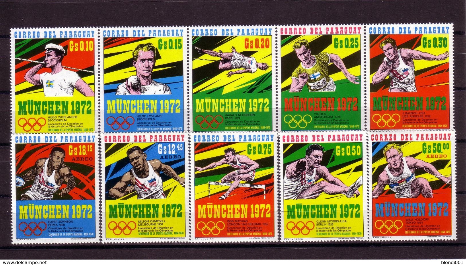 Olympics 1972 - Athletics - PARAGUAY - Set MNH - Sommer 1972: München