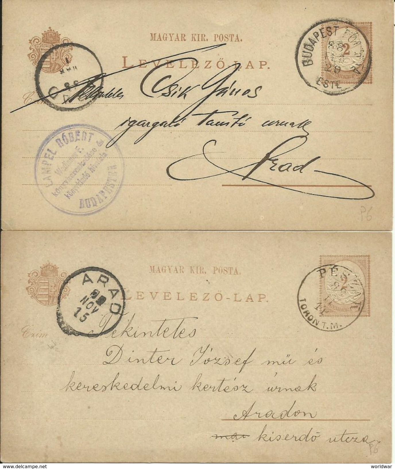 1884 -   5 Different Postcards 2 Kr - Ganzsachen
