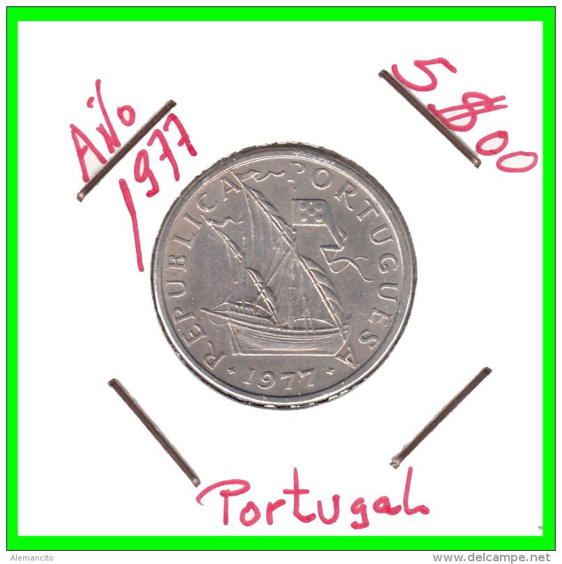 PORTUGAL  /  MONEDA RÉPUBLICA &gt; 5.00 ESCUDOS AÑO 1977 - Portugal
