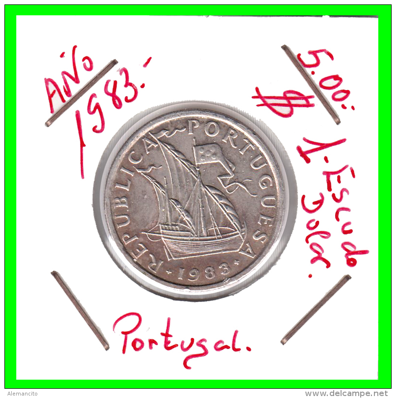 PORTUGAL  /  MONEDA RÉPUBLICA &gt; 5.00 ESCUDOS AÑO 1983 - Portugal