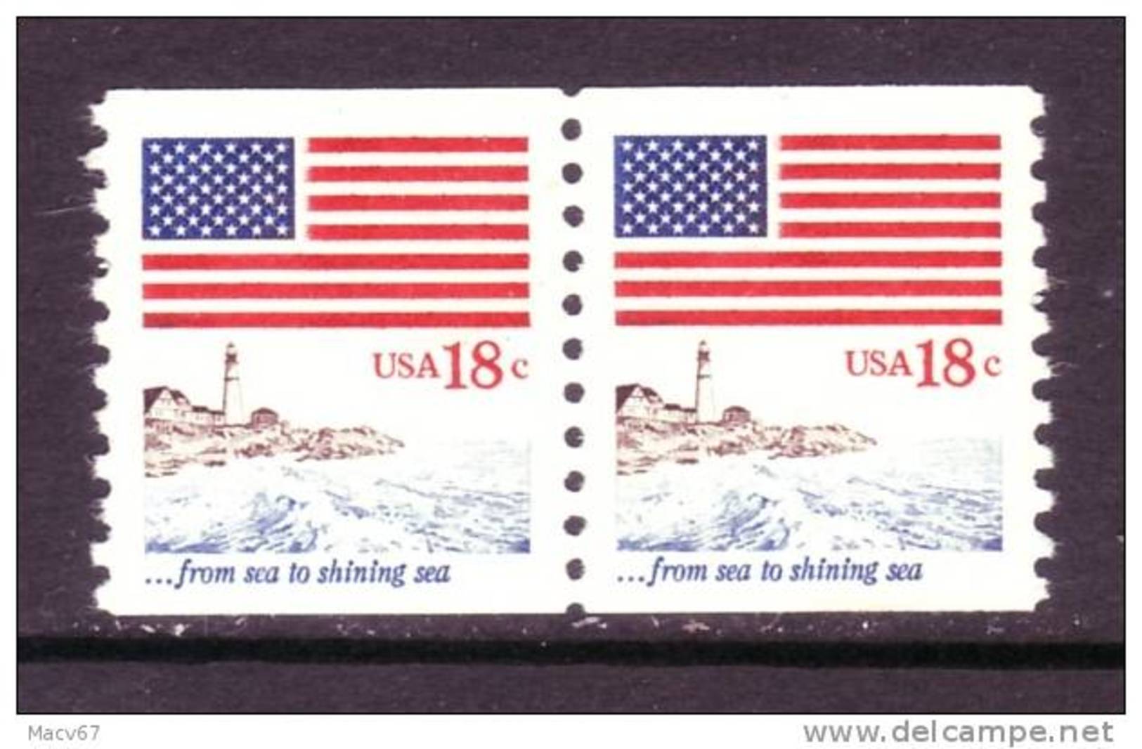 U.S. 1891X2  **  FLAG And LIGHTHOUSE - Coils & Coil Singles