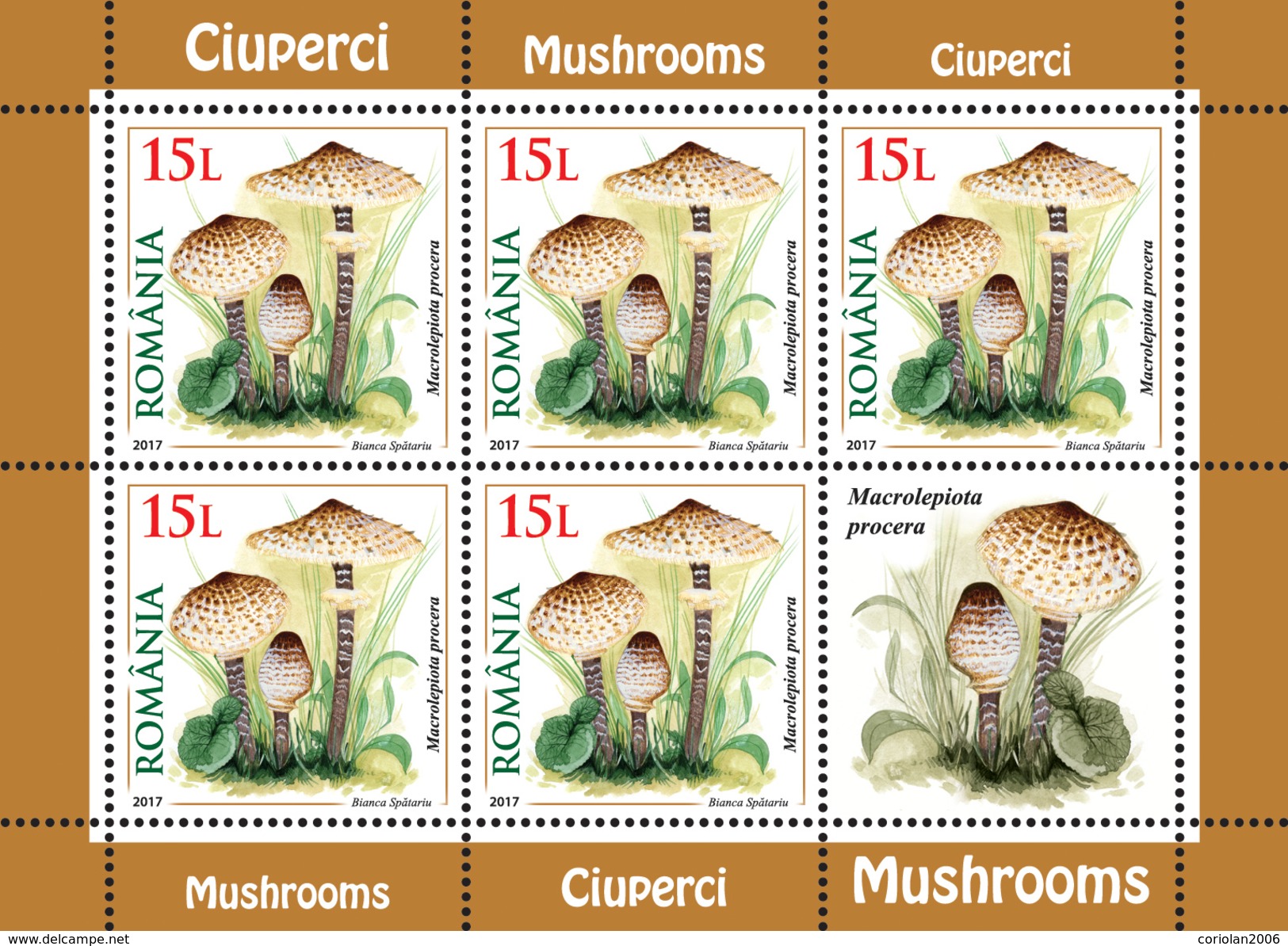 Romania 2017 / Mushrooms / Set 4 MS With Labels - Neufs
