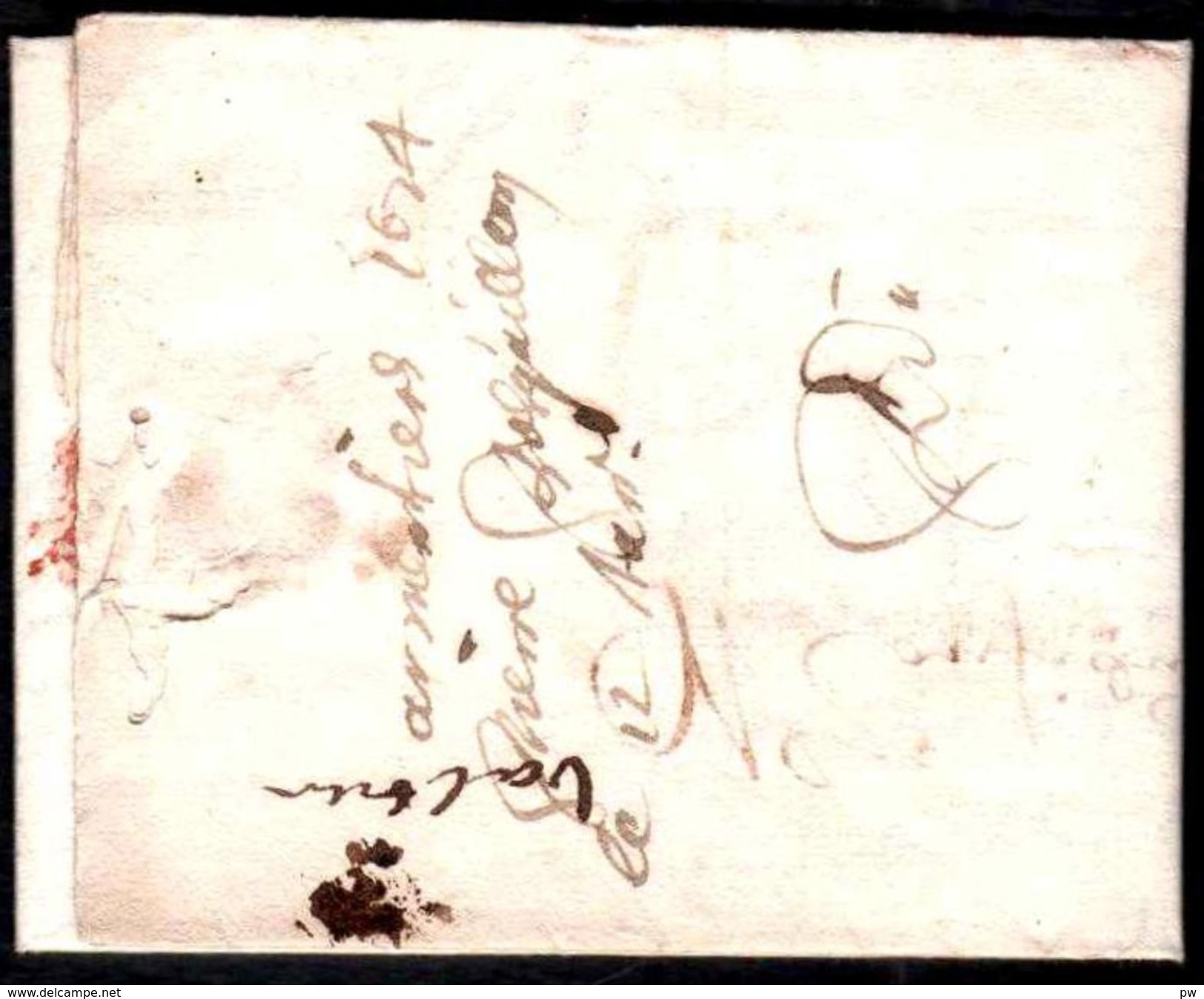 FRANCE PREPHILATELIE 1674   ' A ' Manuscrit  (ARMENTIERES) Pour ANVERS, SUPERBE - ....-1700: Vorläufer