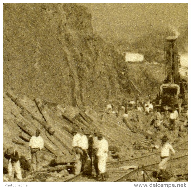 Construction Du Canal De Panama Coupe Bas Obispo Ancienne Stereo Underwood 1906 - Stereoscopic
