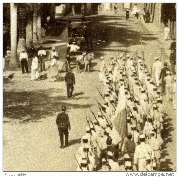 Panama City Soldats En Route Vers La Cathedrale Ancienne Stereo Underwood 1904 - Stereoscopic