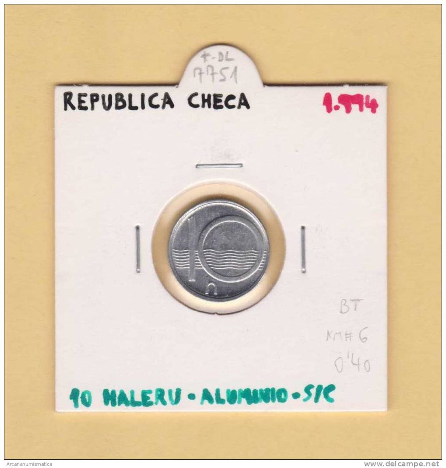 REPUBLICA  CHECA  10  HALERU  1.994  AL  KM#6  SC/UNC    DL-7751 - Tsjechië