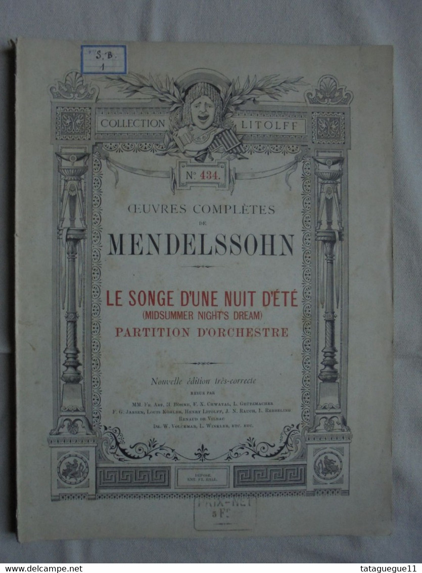 Ancien - Partition LE SONGE D'UNE NUIT D'ETE De Mendelssohn - M-O