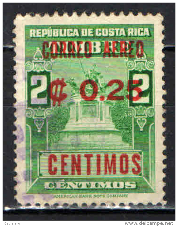 COSTARICA - 1962 - SOVRASTAMPATO PER USO POSTA AEREA - OVERPRINTED - USATO - Costa Rica