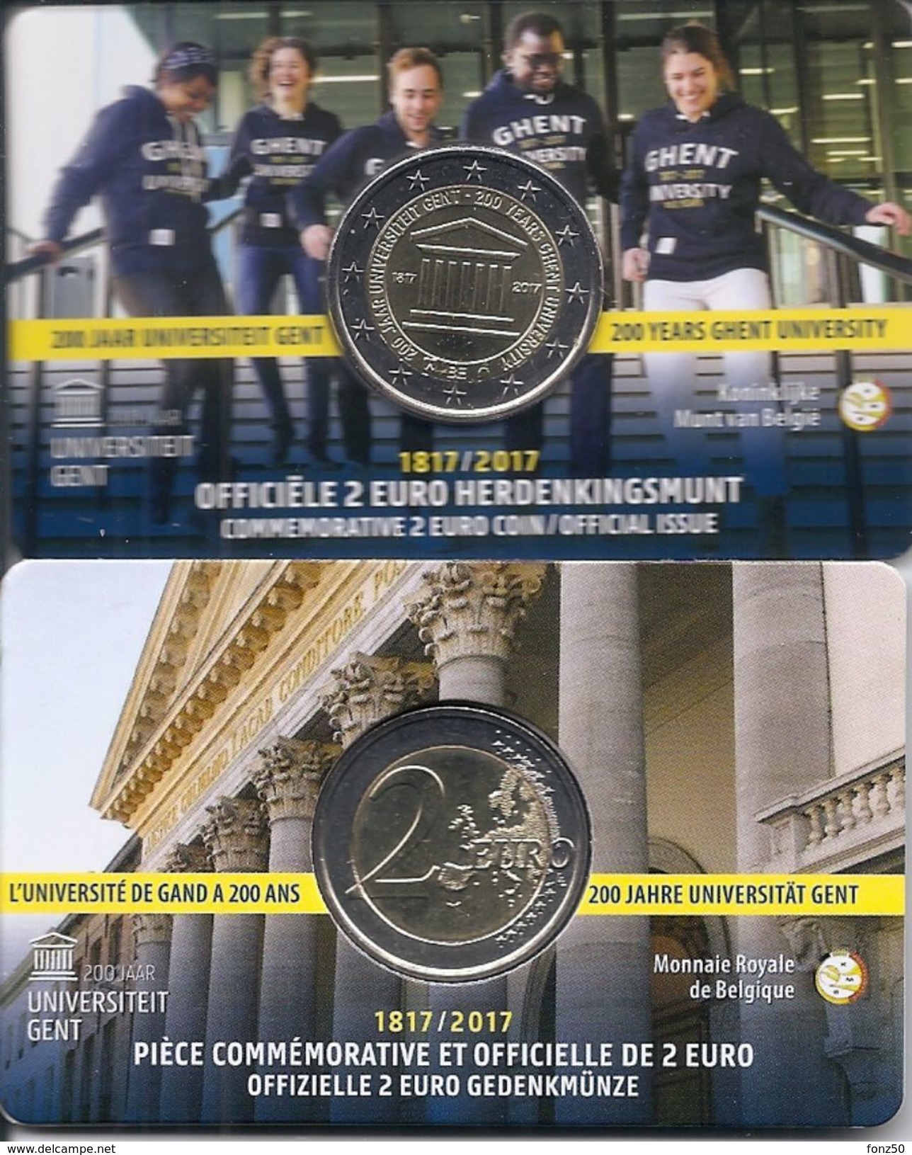 2 Euro 2017 * 200 Jaar  UNIVERSITEIT VAN GENT * COINCARD * BELGIE - Belgium