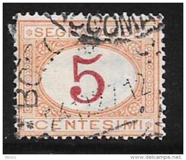 Italy, Scot # J5 Used Postage Due, 1870, Thin - Portomarken