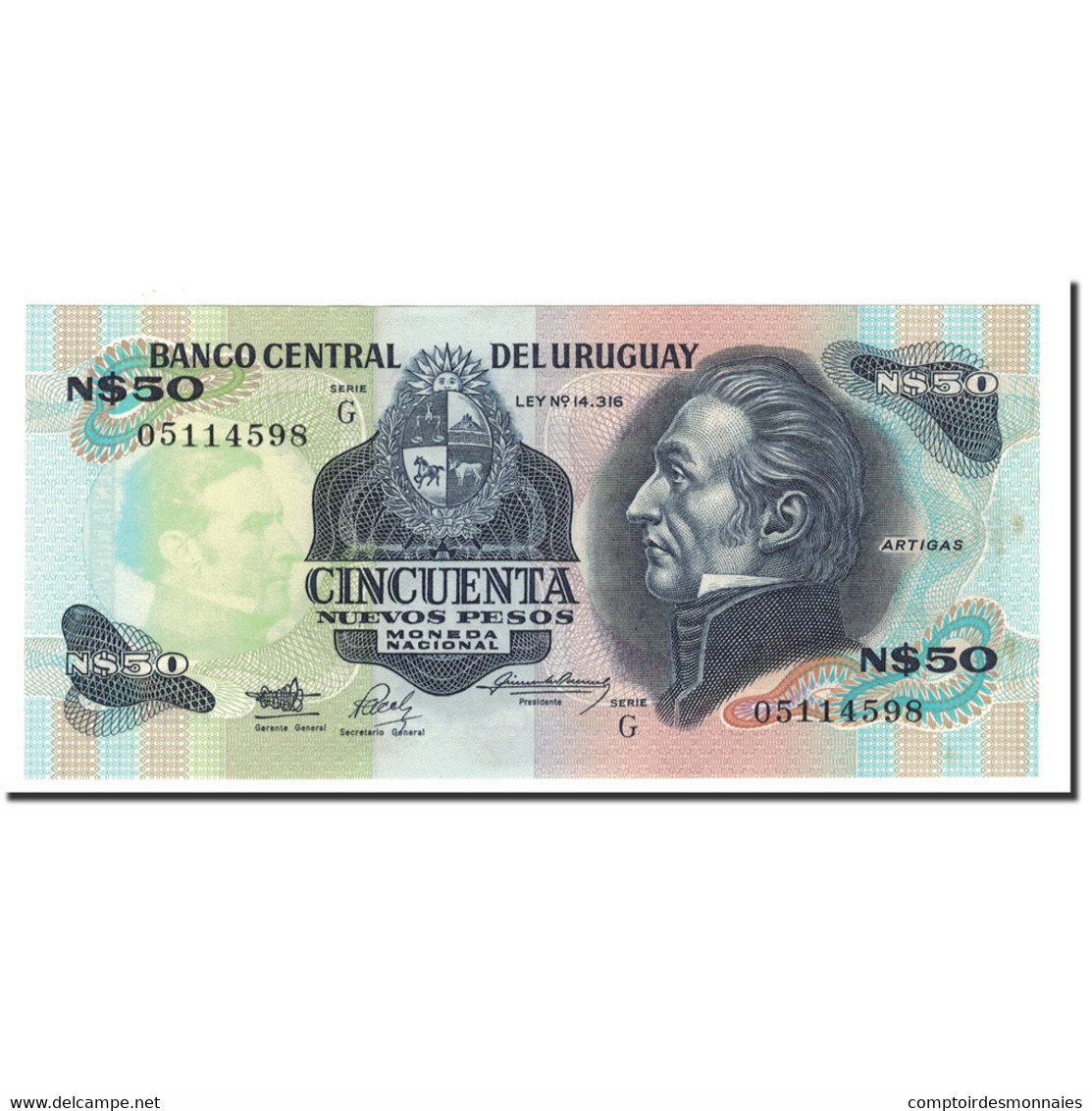 Billet, Uruguay, 50 Nuevos Pesos, Undated (1988-89), KM:61a, SPL+ - Uruguay