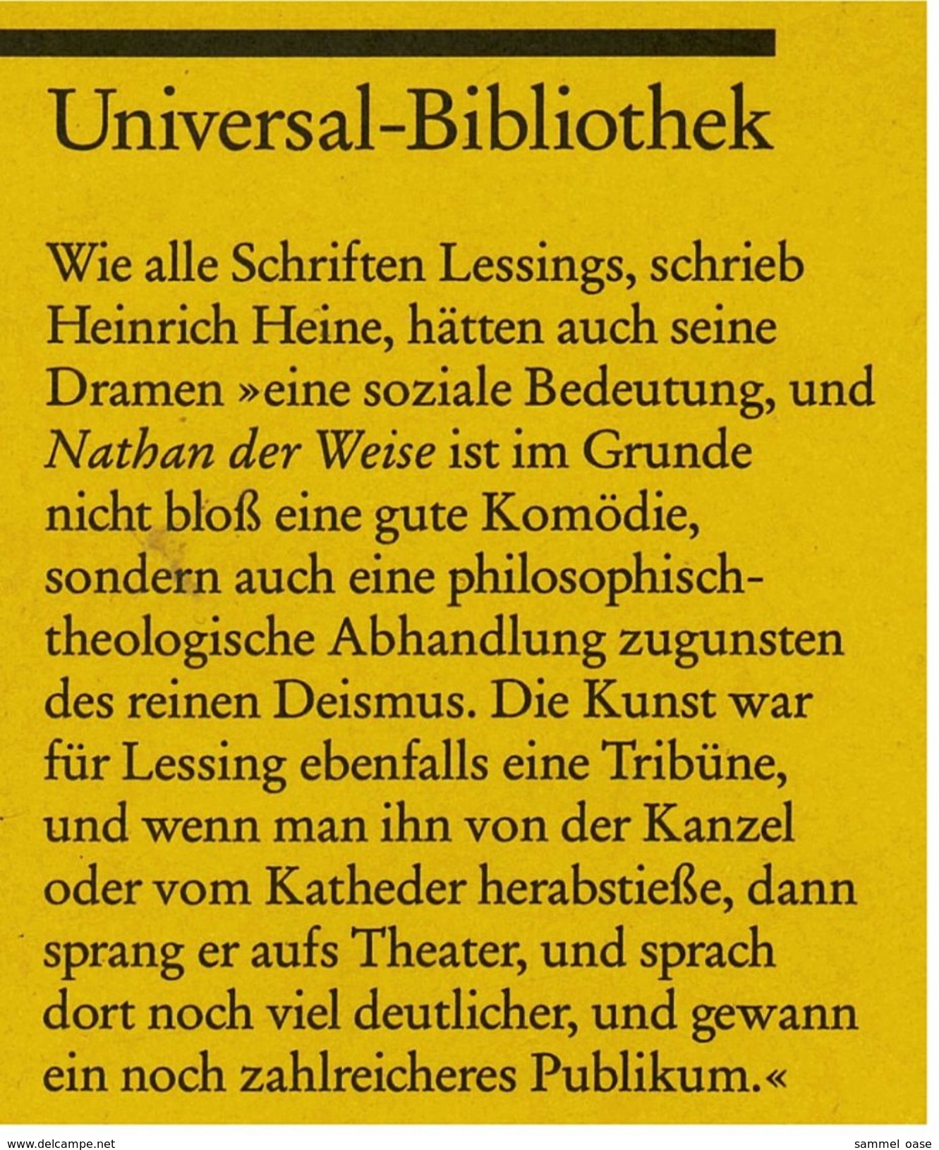 Reclam Heft  -  Nathan Der Weise  -  Von G.E. Lessing  -  2000 - Théâtre & Scripts