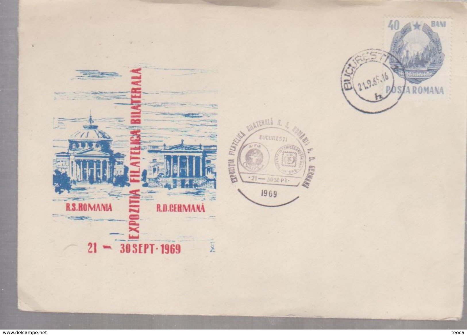 COVER SEPECIAL ROUMANIE, Envelope RUMANIEN, 1969 EXHIBITION PHILATELIC R.S.ROMANIA R.D.GERMANA - Storia Postale