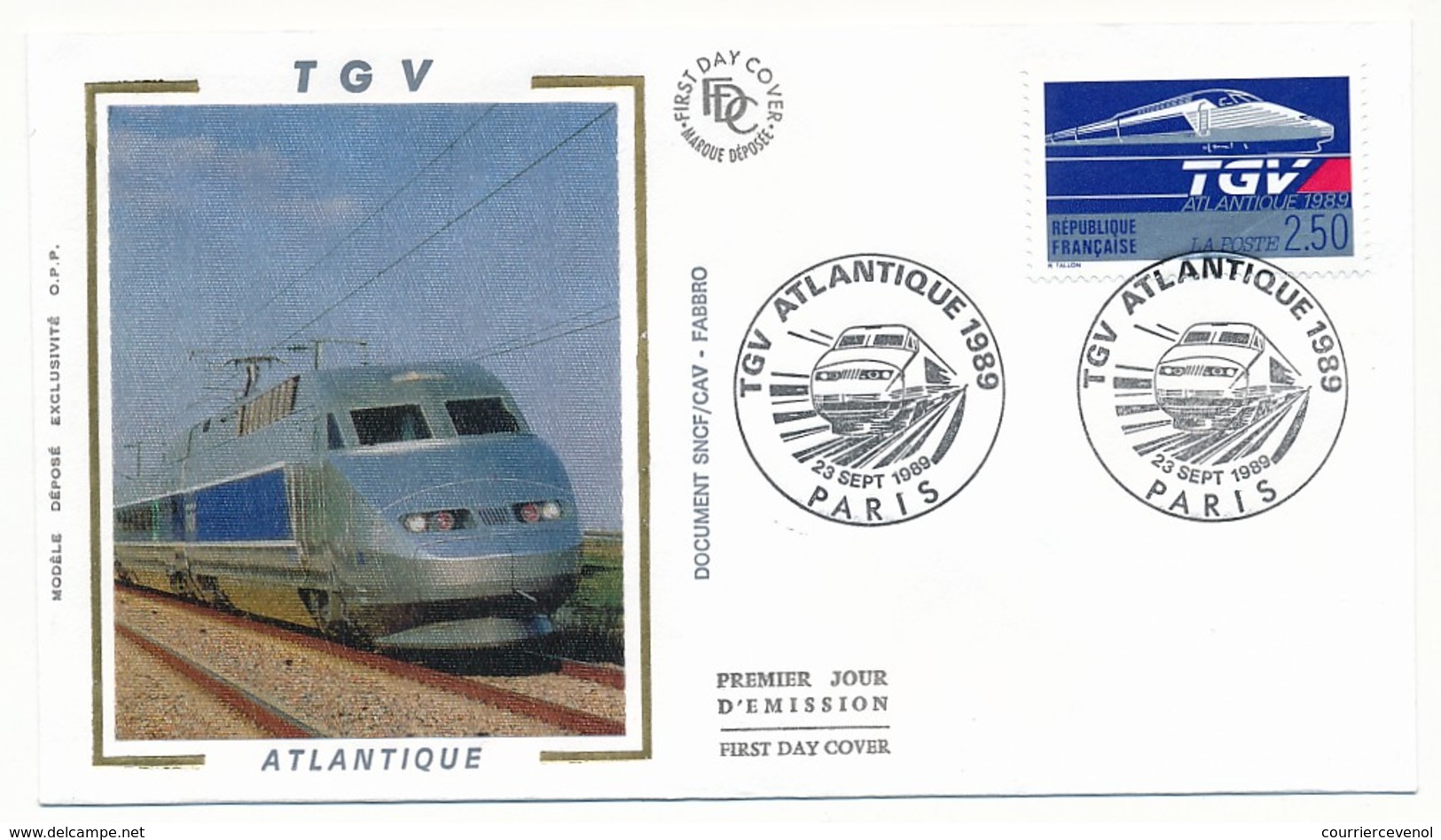 FRANCE => 2 Enveloppes FDC Soie - TGV Atlantique - 1989 - Paris Et Nantes - 1980-1989