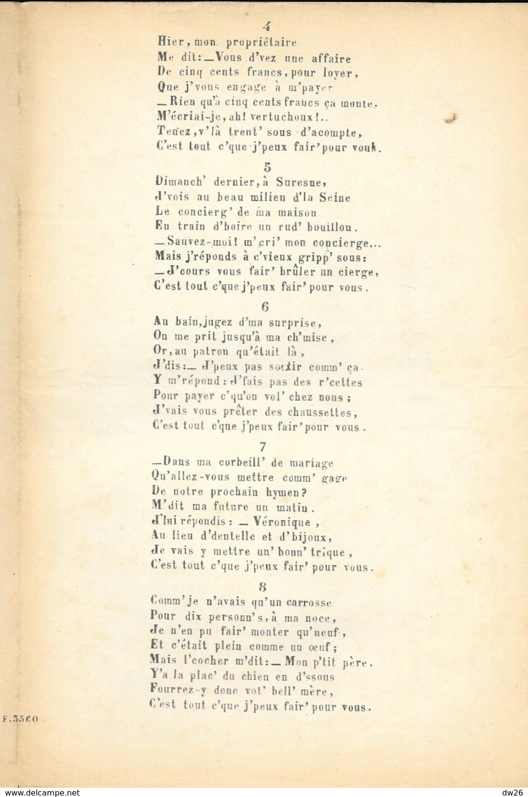 C'est Tout Ce Que Je Peux Faire Pour Vous, Chansonnette Comique - Paroles Léon Laroche, Musique Charles Pourny - Spartiti