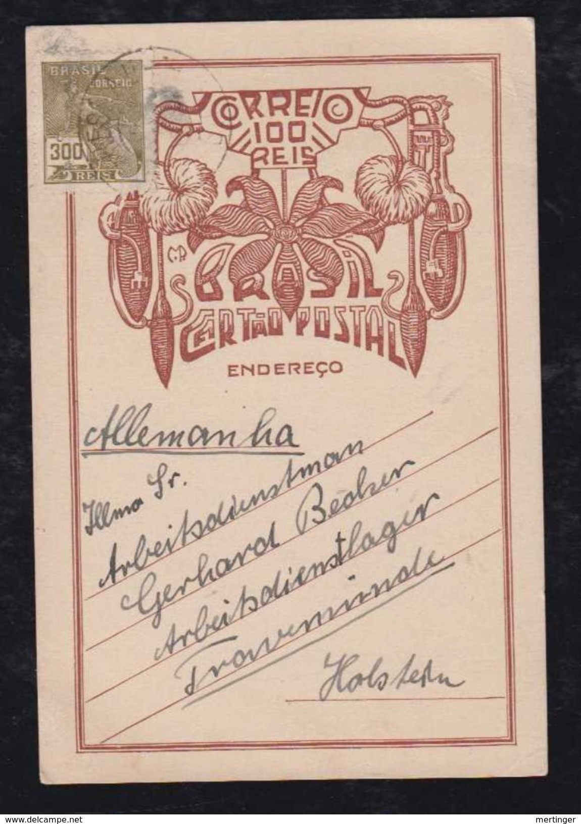 Brazil Brasil 1936 BP 149 Used Uprated NOVA BRESLAU PRESIDENTE GETULIO To TRAVEMUENDE Germany - Interi Postali