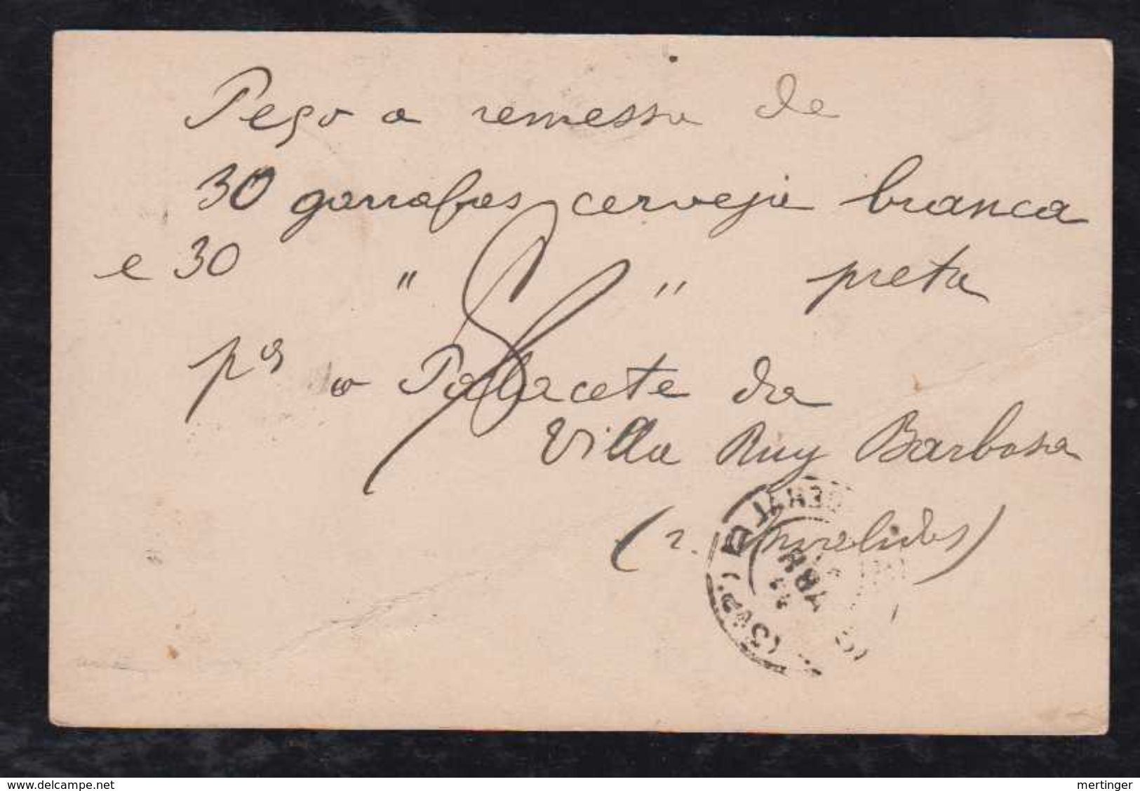 Brazil Brasil 1893 BP 15 40R Dom Pedro Stationery Card RIO To LARANGEIRAS Cerveja Beer - Entiers Postaux