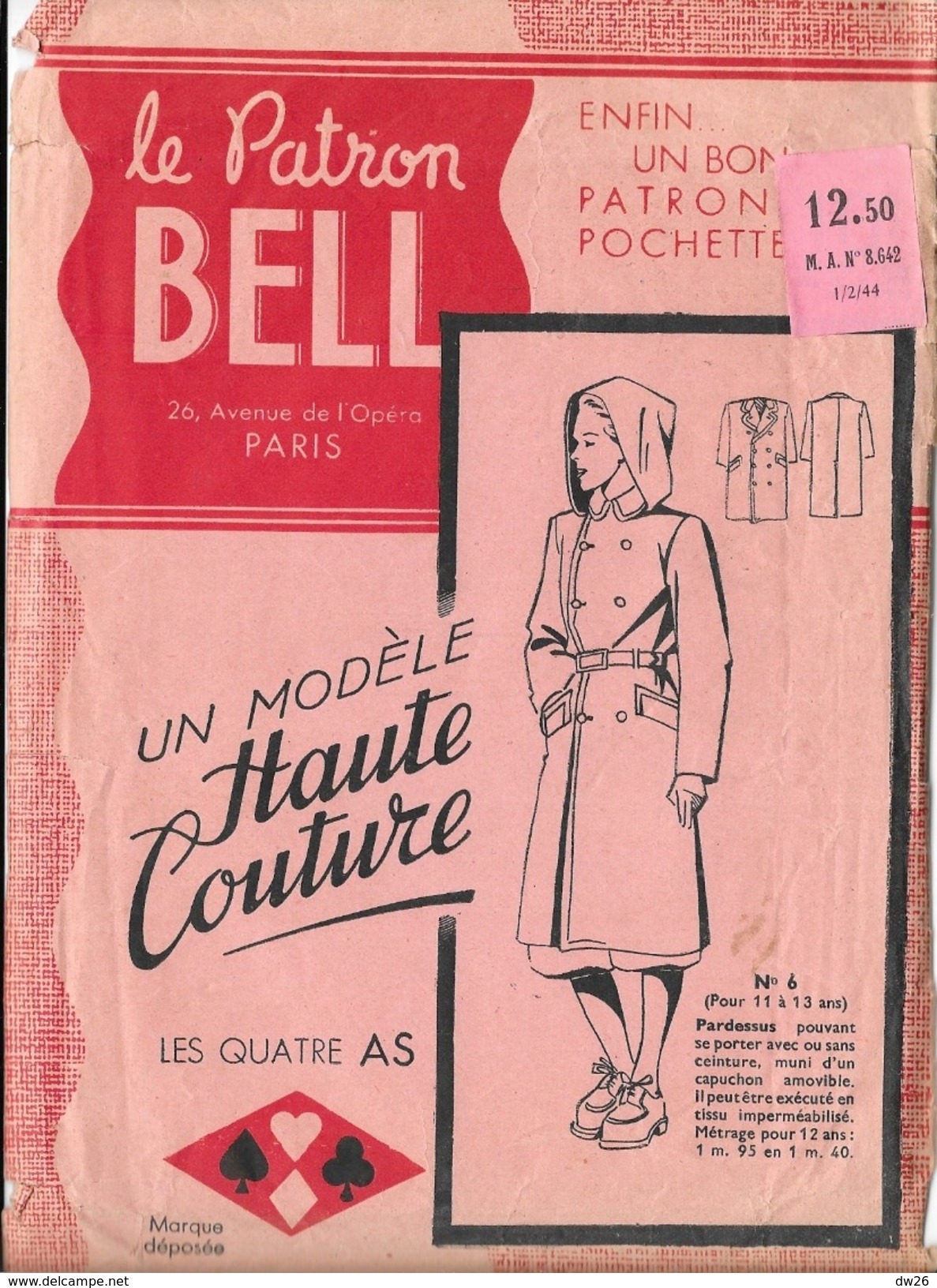 Le Patron Bell - Un Modèle Haute Couture: Pardessus Pour Garçonnet (Les Quatre As, Avenue De L'Opéra, Paris) - Patrons