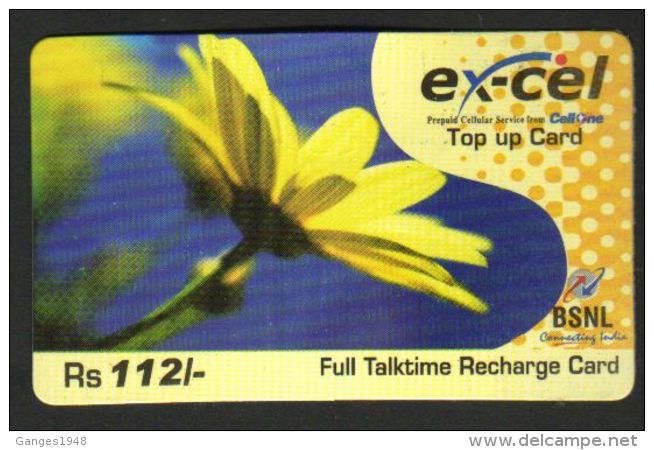 India  Cell One  Flower  Ex-Cel   Top Up  Telephone Card    #  Inde Indien   01627  OLD D - Blumen