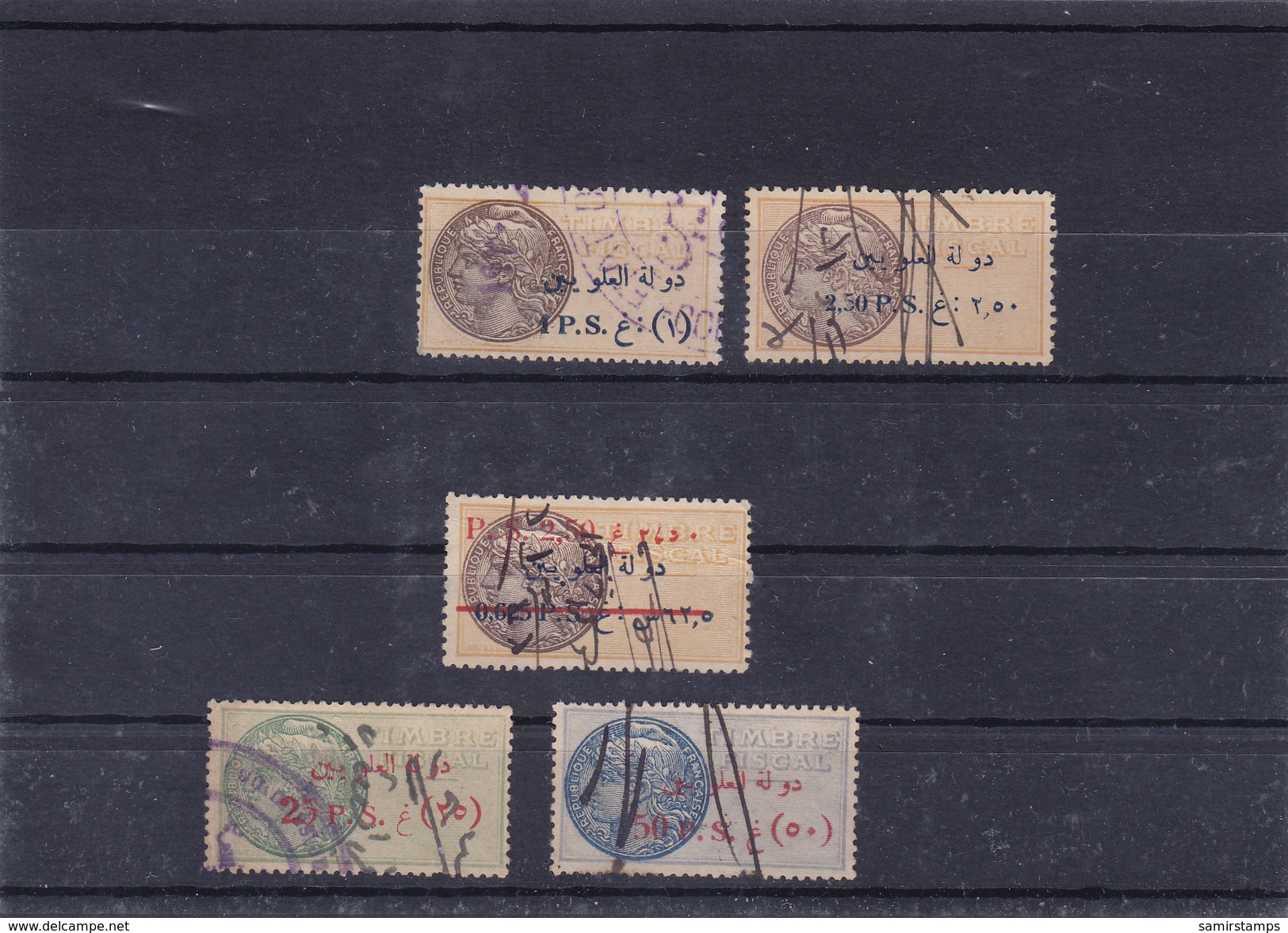 Alaouites Revenues French Mandate 5 Stamps Incl.high Values 25 & 50 P. Fine Condit- SKRILL PAY ONLY - Used Stamps