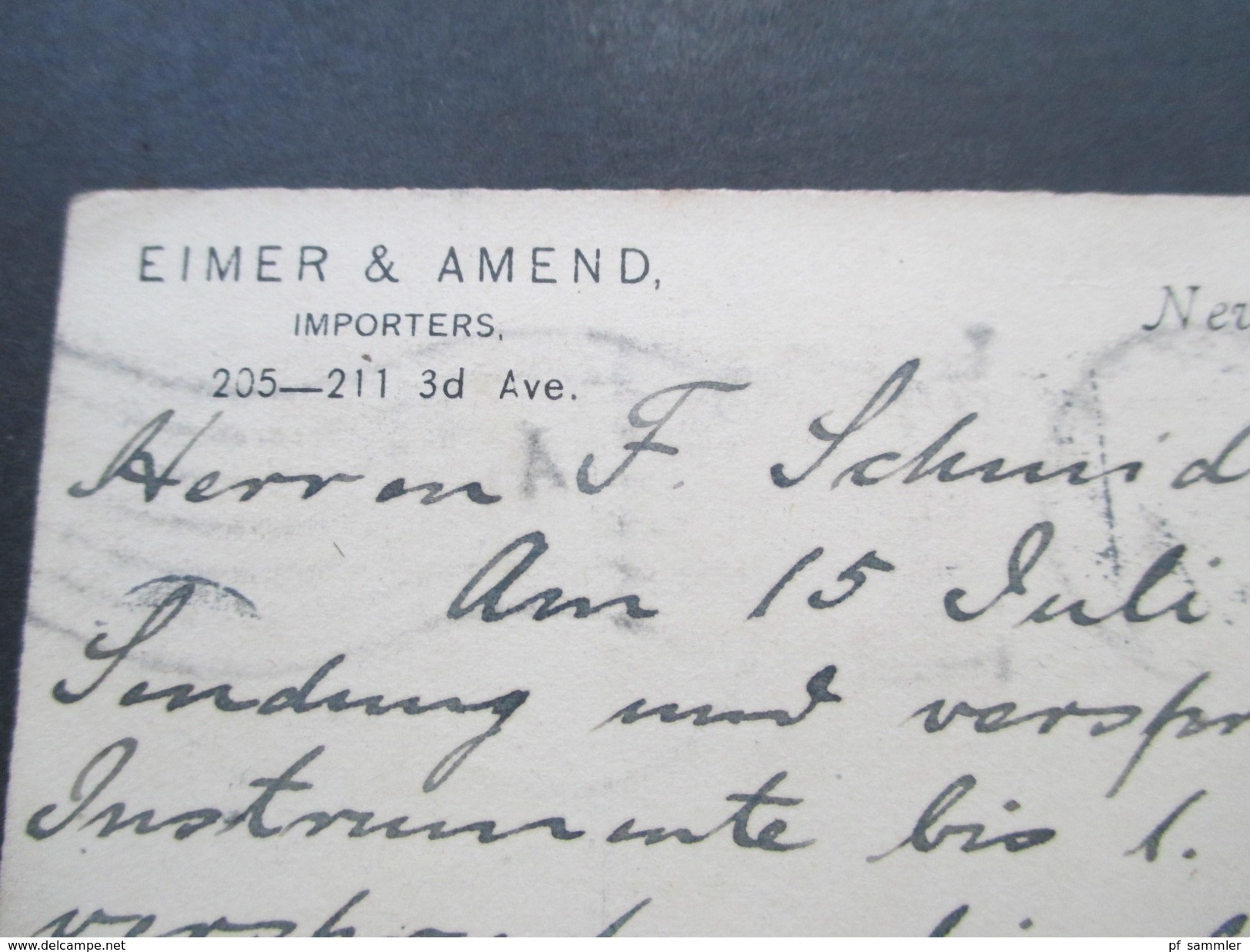 USA GA 1899 Mit Zusatzfrankatur Von New York Nach Berlin. Bestellt Vom Postamte 14. Eimer & Amend Importers. Rübenernte - Lettres & Documents