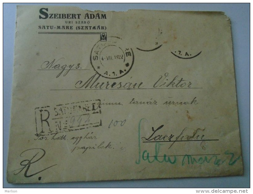 D154312  Romania Cover Satu Mare Szatmárnémeti 1922 Registered  Szeibert Ádám Uri Szabó  -Baia Sprie 1922 - Lettres & Documents