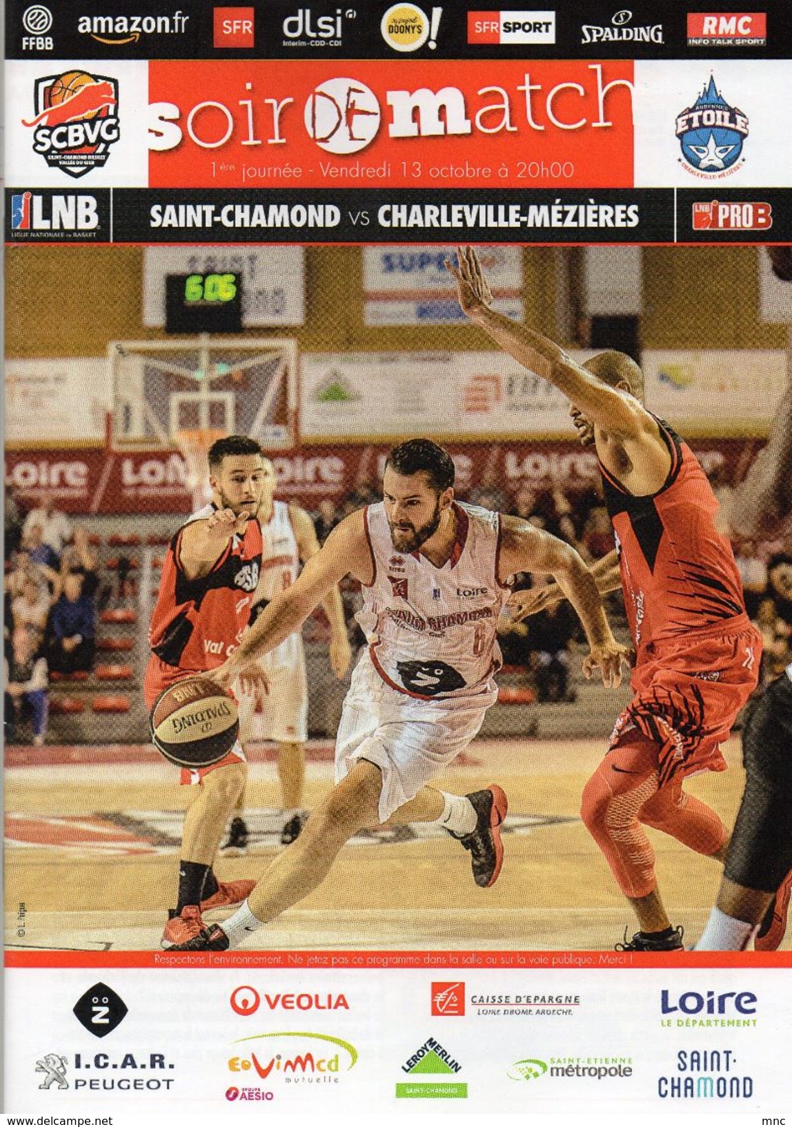 Programme Du Match De Pro B 2017/2018  1ère Journée ST CHAMOND / CHARLEVILLE MEZIERES - Bekleidung, Souvenirs Und Sonstige