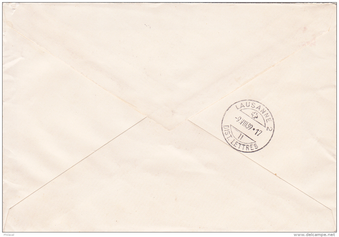 SCHWEIZLANDESAUSSTELLUNG 1939 - PAVILLON PTT : Lettre Recommandée Oblitérée Le 9.VIII.39 - Lettres & Documents