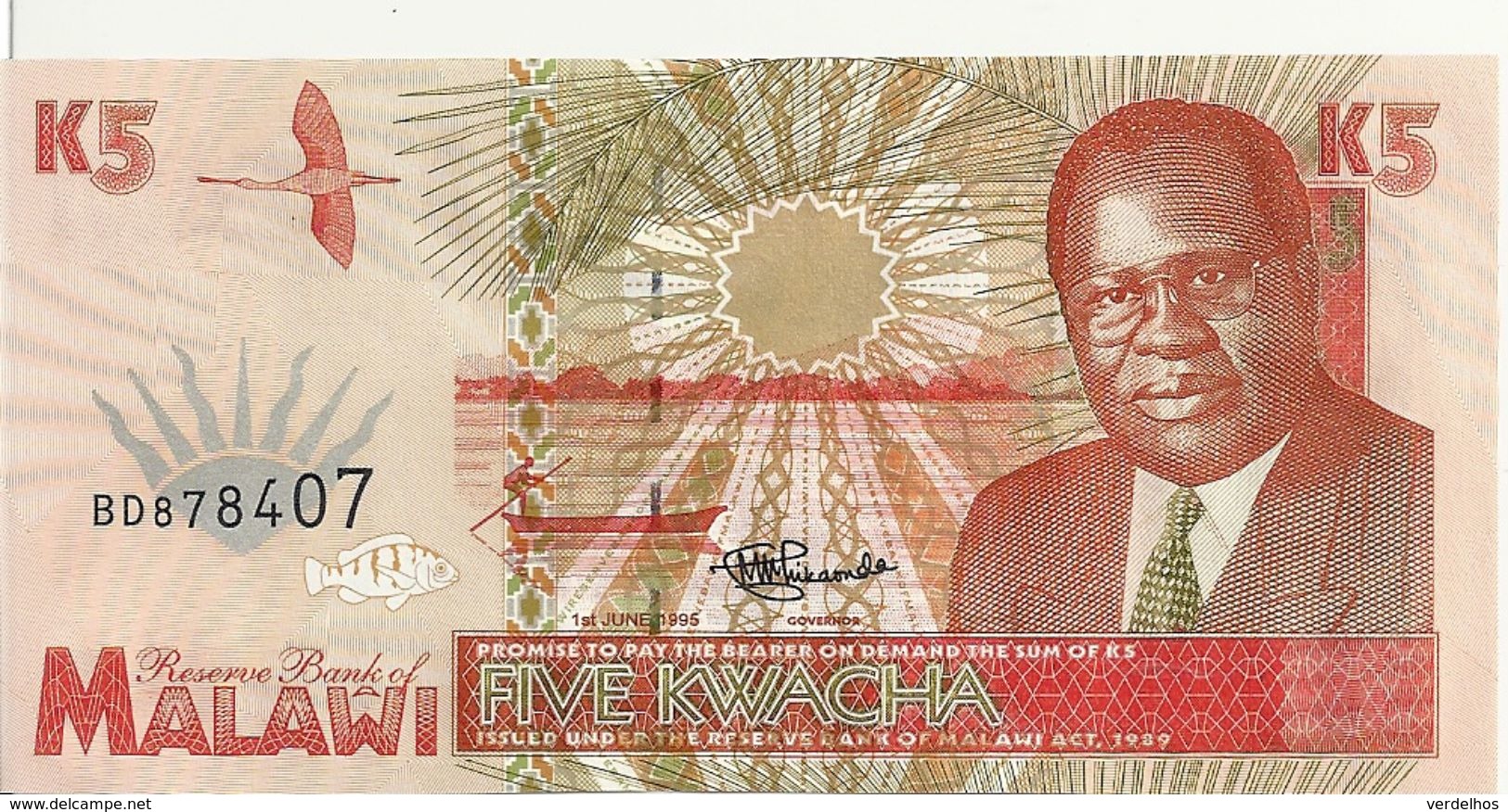 MALAWI 5 KWACHA 1995 UNC P 30 - Malawi