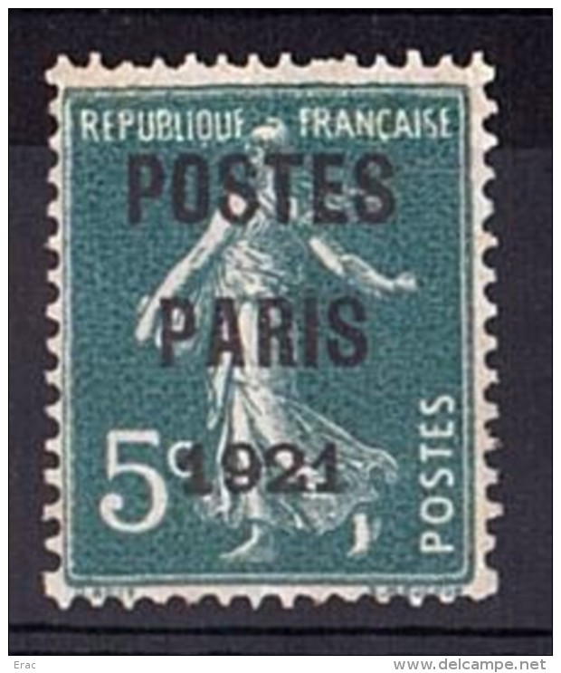 Préoblitéré N° 26b Vert Foncé (*) - Semeuse - Cote 100 - 1893-1947