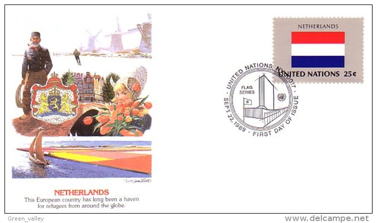 Nethelands Flag Drapeau Tulipes Tulips Windmills Moulins FDC (A90-204) - Briefe