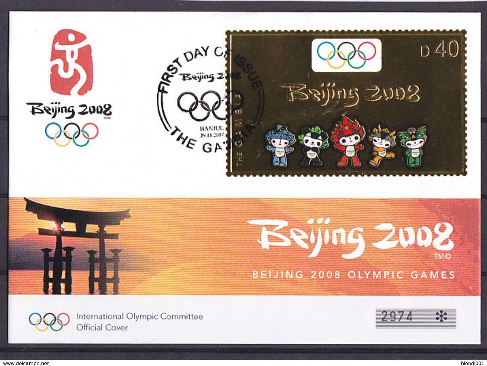 Olympics 2008 - Mascot - GAMBIA - FDC - Cover - Sommer 2008: Peking