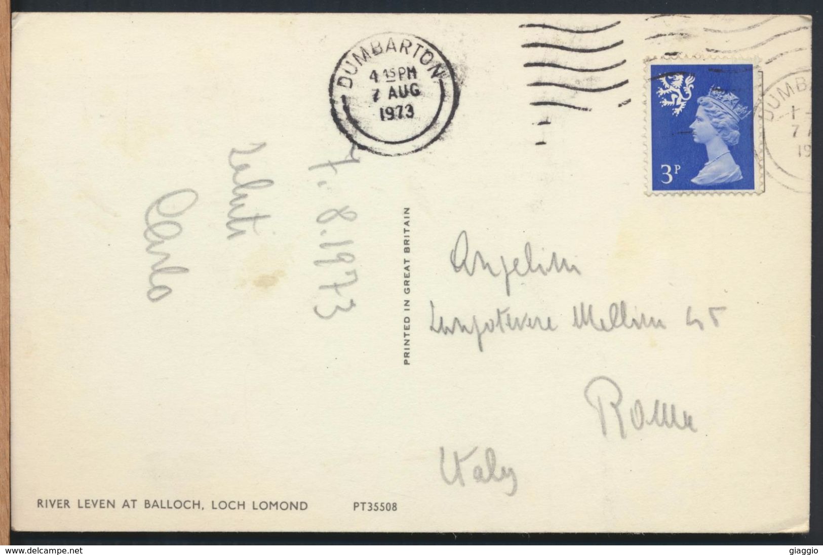 °°° 8980 - SCOTLAND - LOCH LOMOND - RIVER LEVEN AT BALLOCH - 1973 With Stamps °°° - Argyllshire