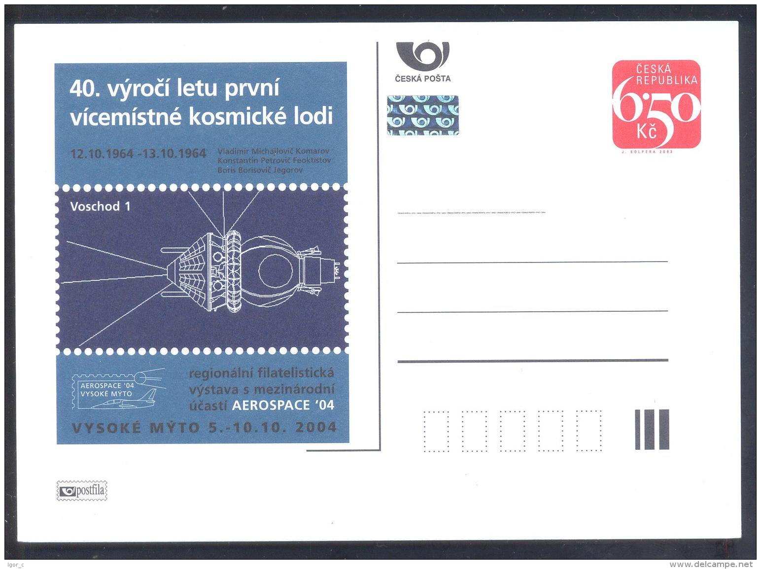 Czech Republic 2004 Postal Stationery Card: Space Voschod 1; Space Station  Aerospace 04 - Europe