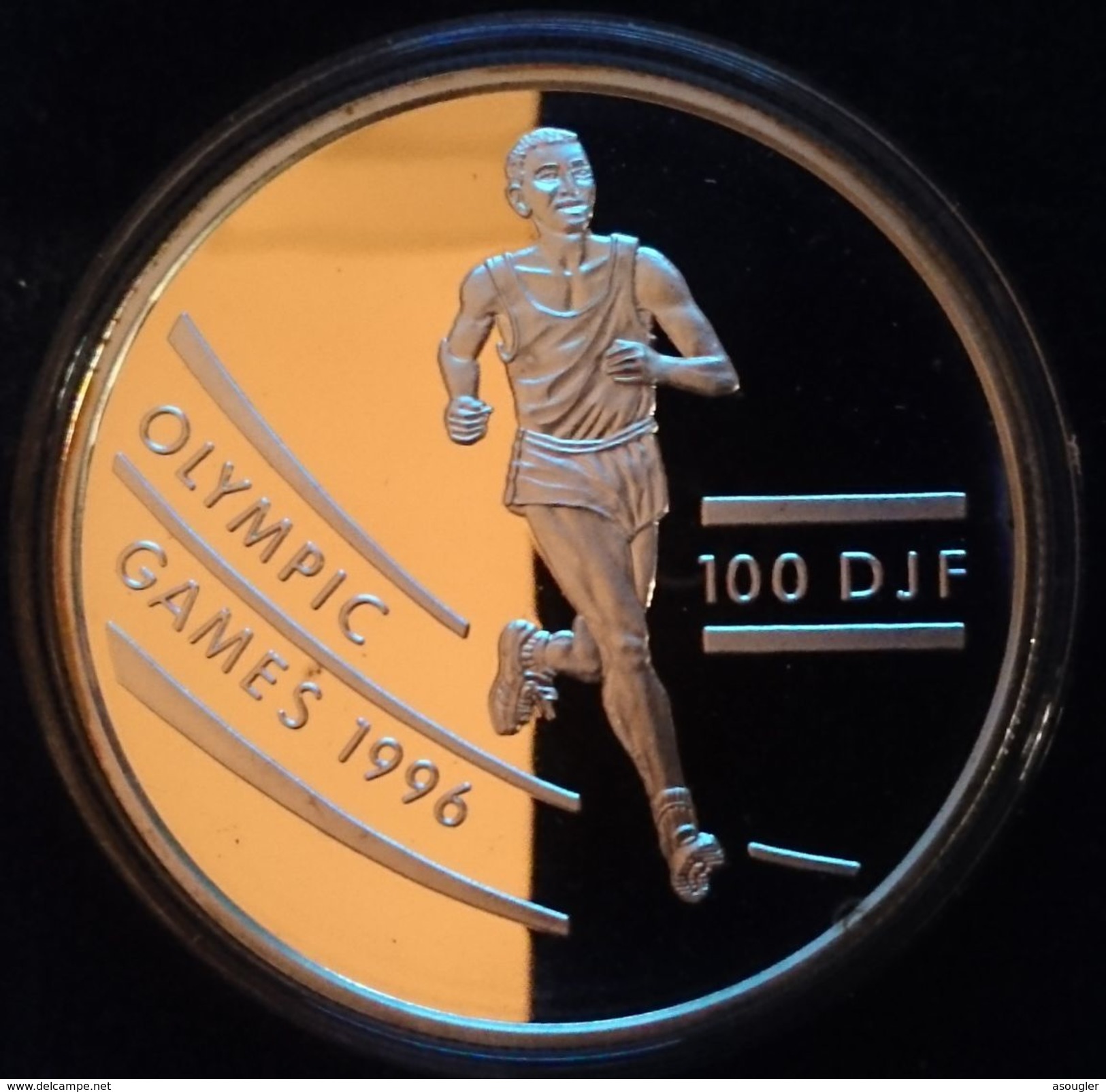 Djibouti 100 Francs 1994 Silver Proof "olympic Games 1996" (free Shipping Via Registered Air Mail) - Gibuti